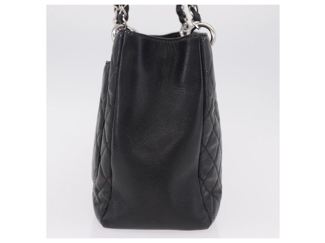 CHANEL Matelasse Chain Tote Bag aus Caviar-Leder Schwarz Silber CC Auth BA15924SAM - Ansicht 5