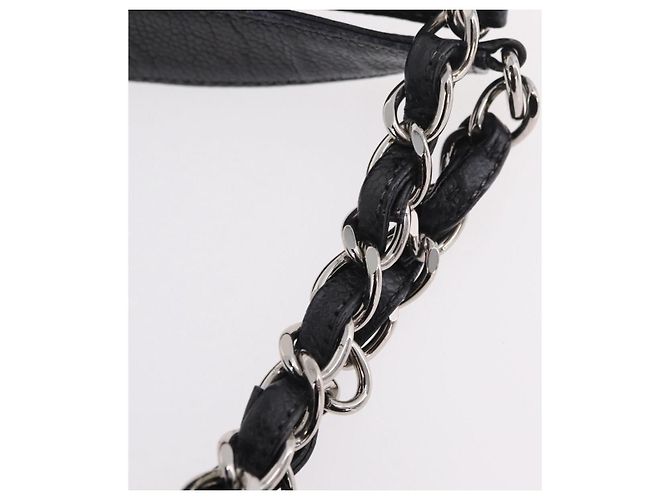 CHANEL Matelasse Chain Tote Bag aus Caviar-Leder Schwarz Silber CC Auth BA15924SAM - Ansicht 9