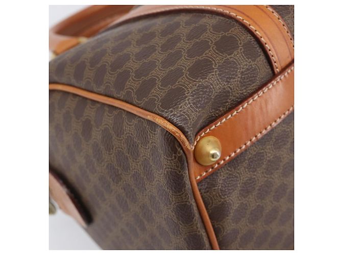 Céline Borsa Boston CELINE Macadam Canvas PVC Pelle Marrone Oro Auth 208642V D'oro - vista 11
