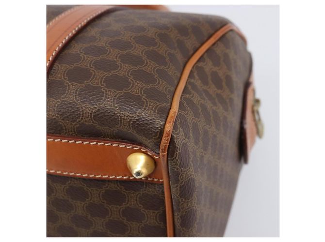 Céline Borsa Boston CELINE Macadam Canvas PVC Pelle Marrone Oro Auth 208642V D'oro - vista 12