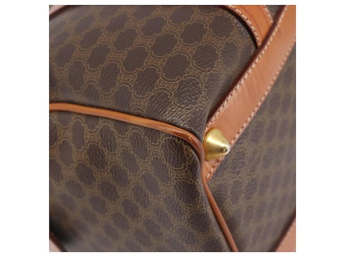 Céline Borsa Boston CELINE Macadam Canvas PVC Pelle Marrone Oro Auth 208642V D'oro - vista 13
