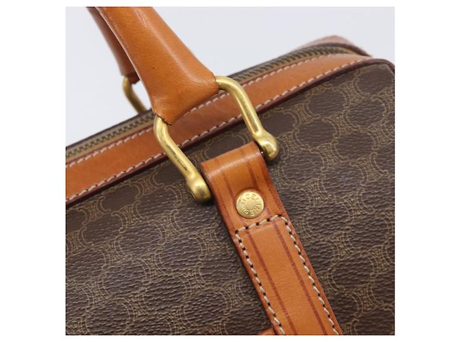 Céline Borsa Boston CELINE Macadam Canvas PVC Pelle Marrone Oro Auth 208642V D'oro - vista 15