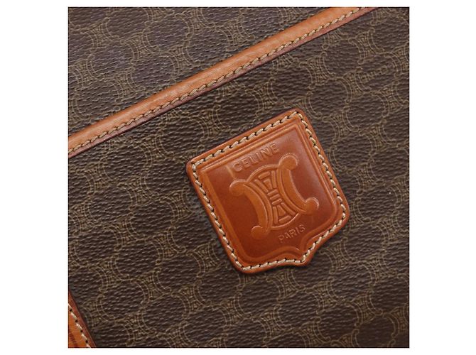 Céline Borsa Boston CELINE Macadam Canvas PVC Pelle Marrone Oro Auth 208642V D'oro - vista 16