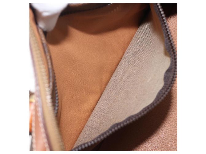Céline Borsa Boston CELINE Macadam Canvas PVC Pelle Marrone Oro Auth 208642V D'oro - vista 23