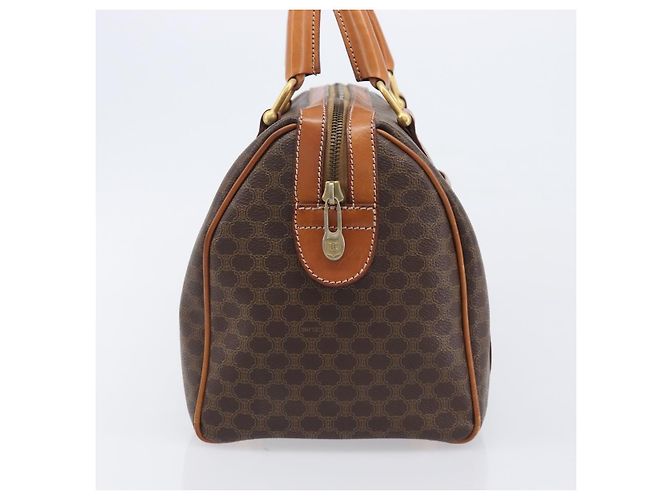 Céline Borsa Boston CELINE Macadam Canvas PVC Pelle Marrone Oro Auth 208642V D'oro - vista 4