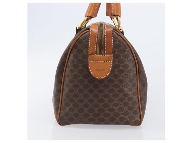 Céline Borsa Boston CELINE Macadam Canvas PVC Pelle Marrone Oro Auth 208642V D'oro - vista 5