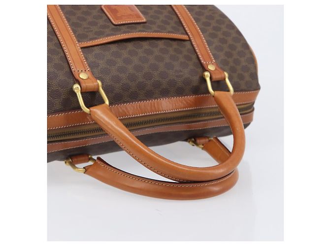 Céline Borsa Boston CELINE Macadam Canvas PVC Pelle Marrone Oro Auth 208642V D'oro - vista 7
