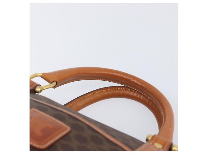 Céline Borsa Boston CELINE Macadam Canvas PVC Pelle Marrone Oro Auth 208642V D'oro - vista 8