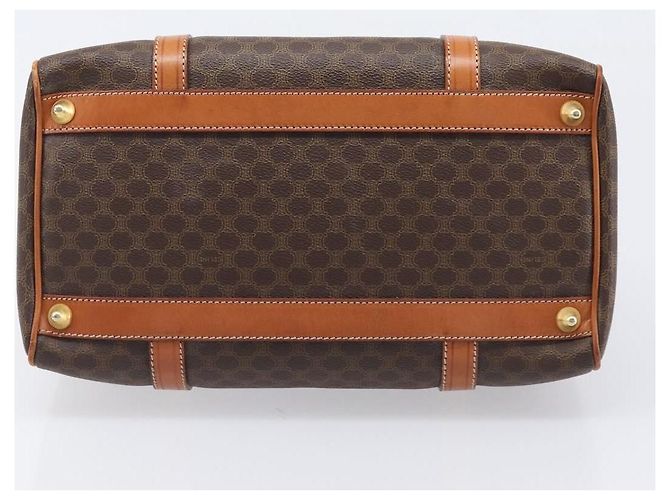 Céline Borsa Boston CELINE Macadam Canvas PVC Pelle Marrone Oro Auth 208642V D'oro - vista 9