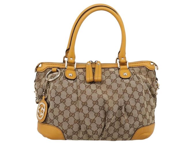 Borsa a mano GUCCI GG Canvas 2way Beige Gold 247902 Auth ep16354 - vista 2