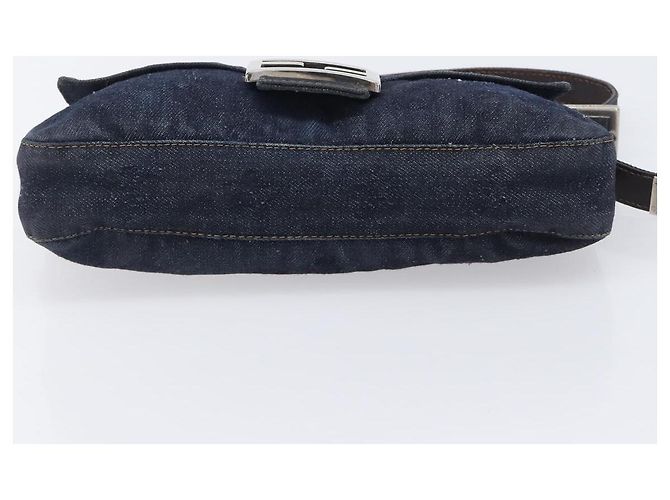 Borsa a tracolla FENDI Mamma Baguette Denim Blue Silver Auth BA15869V Argento - vista 10