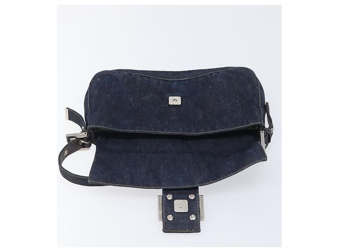 Borsa a tracolla FENDI Mamma Baguette Denim Blue Silver Auth BA15869V Argento - vista 19