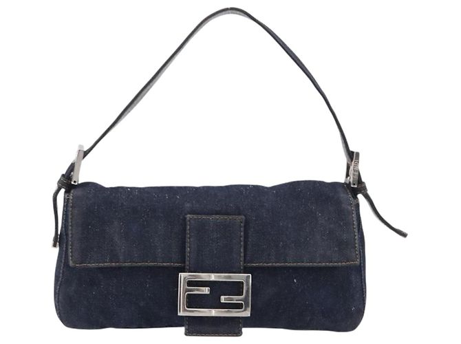 Borsa a tracolla FENDI Mamma Baguette Denim Blue Silver Auth BA15869V Argento - vista 2