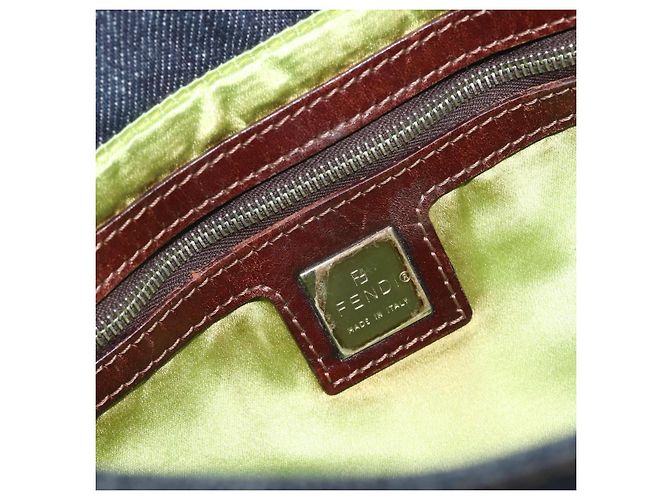 Borsa a tracolla FENDI Mamma Baguette Denim Blue Silver Auth BA15869V Argento - vista 21