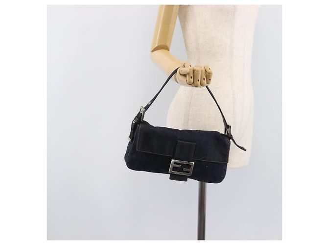 Borsa a tracolla FENDI Mamma Baguette Denim Blue Silver Auth BA15869V Argento - vista 27