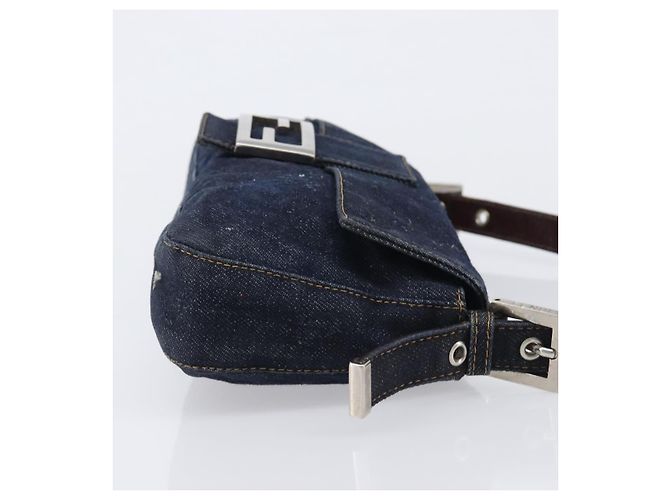 Borsa a tracolla FENDI Mamma Baguette Denim Blue Silver Auth BA15869V Argento - vista 4