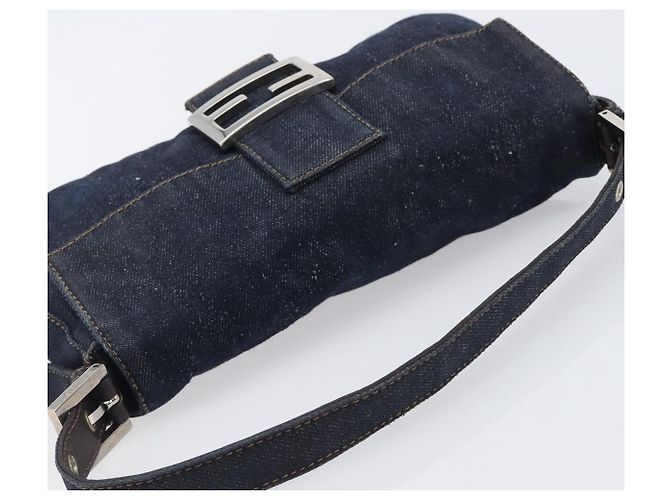 Borsa a tracolla FENDI Mamma Baguette Denim Blue Silver Auth BA15869V Argento - vista 6
