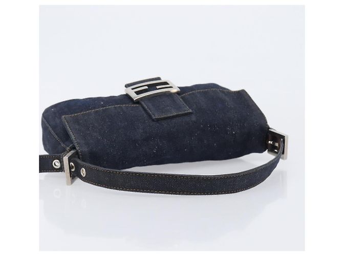 Borsa a tracolla FENDI Mamma Baguette Denim Blue Silver Auth BA15869V Argento - vista 7