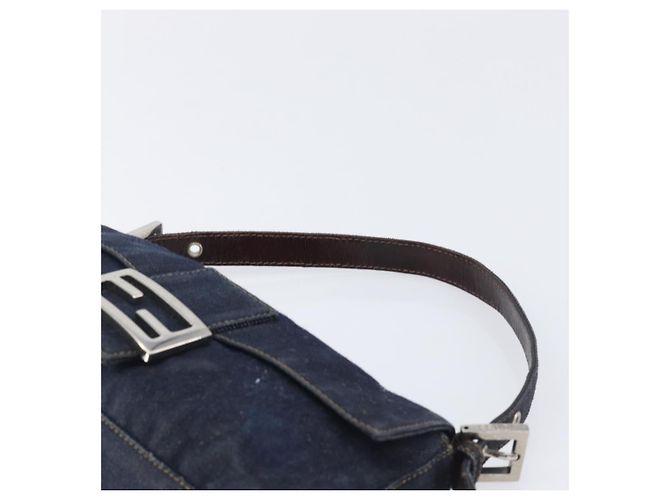 Borsa a tracolla FENDI Mamma Baguette Denim Blue Silver Auth BA15869V Argento - vista 8