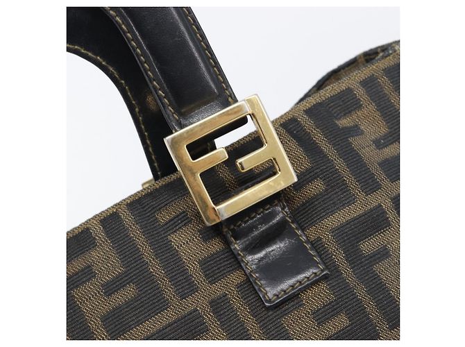 Borsa a mano FENDI Zucca Canvas Nero Marrone Auth 208726V - vista 14