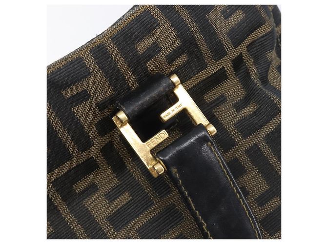 Borsa a mano FENDI Zucca Canvas Nero Marrone Auth 208726V - vista 15