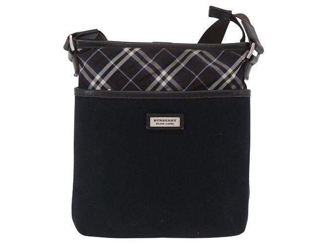 Borsa a tracolla BURBERRY Black Label Canvas Navy Silver Auth bs37549 Argento Blu navy - vista 2