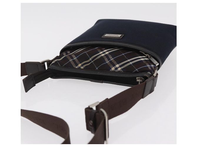 Borsa a tracolla BURBERRY Black Label Canvas Navy Silver Auth bs37549 Argento Blu navy - vista 6