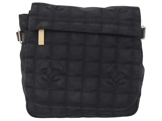 Borsa a tracolla CHANEL New Travel Line in tela nera e oro CC Auth 208770A Nero D'oro - vista 2