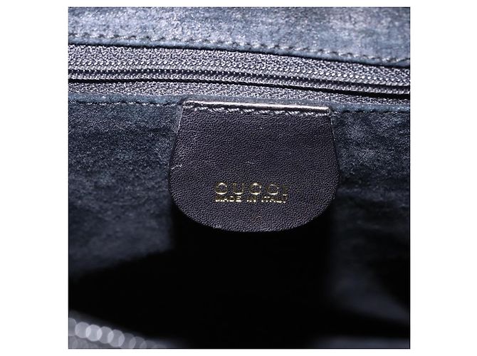 Borsa a tracolla GUCCI Bamboo in pelle nera e oro Auth 208879V Nero - vista 16