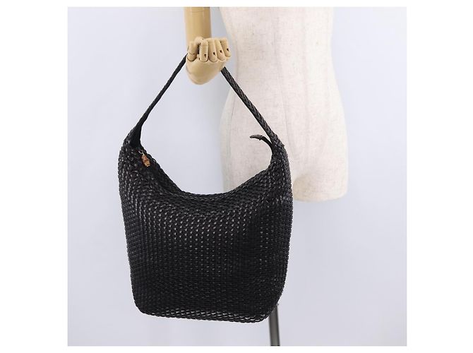 Borsa a tracolla GUCCI Bamboo in pelle nera e oro Auth 208879V Nero - vista 23