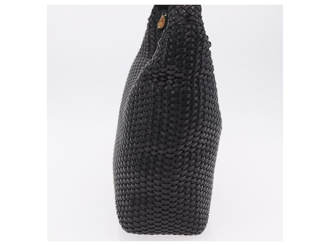 Borsa a tracolla GUCCI Bamboo in pelle nera e oro Auth 208879V Nero - vista 4