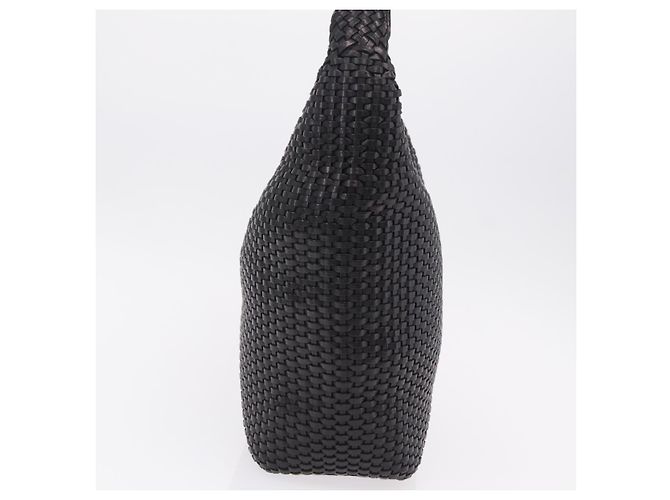 Borsa a tracolla GUCCI Bamboo in pelle nera e oro Auth 208879V Nero - vista 5