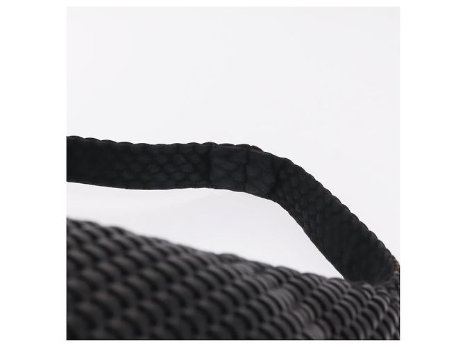 Borsa a tracolla GUCCI Bamboo in pelle nera e oro Auth 208879V Nero - vista 8