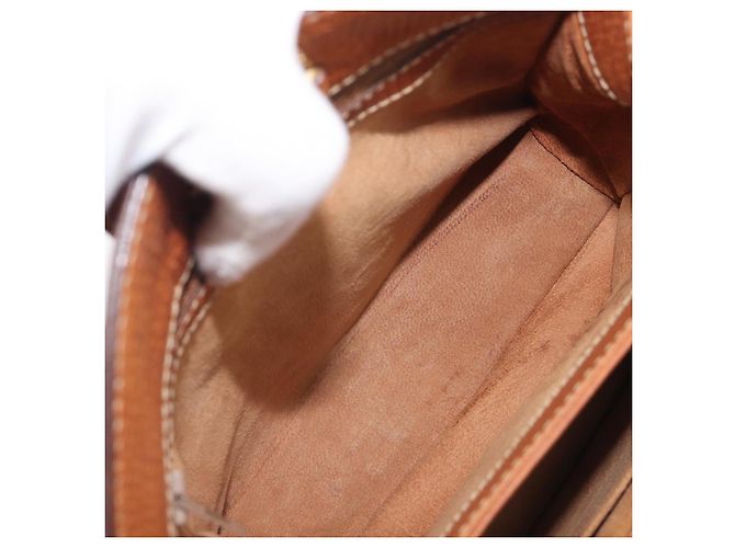 Borsa a tracolla LOEWE in pelle marrone tono oro Auth 207796A - vista 12