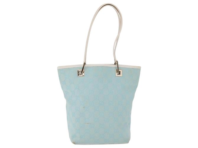 Borsa Tote GUCCI GG Canvas Light Blue Gold 002 1099 Auth ep16469A - vista 2