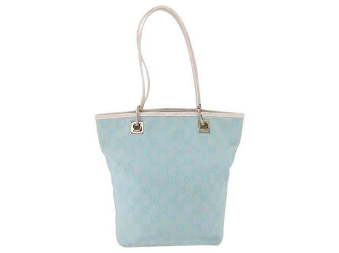 Borsa Tote GUCCI GG Canvas Light Blue Gold 002 1099 Auth ep16469A - vista 4