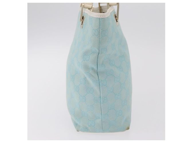 Borsa Tote GUCCI GG Canvas Light Blue Gold 002 1099 Auth ep16469A - vista 6
