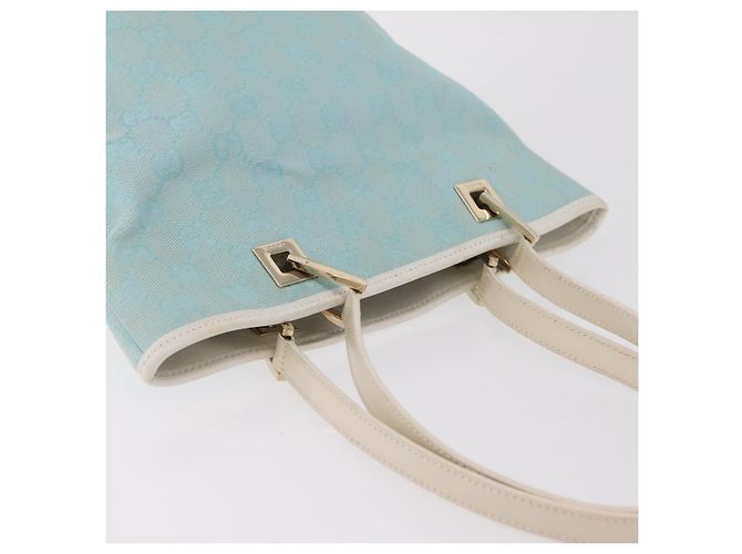 Borsa Tote GUCCI GG Canvas Light Blue Gold 002 1099 Auth ep16469A - vista 7
