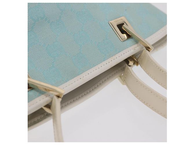 Borsa Tote GUCCI GG Canvas Light Blue Gold 002 1099 Auth ep16469A - vista 9