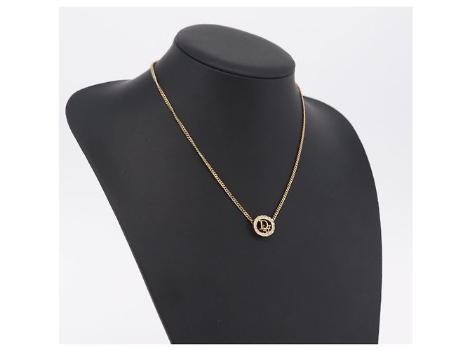 Collana Christian Dior Strass metallo Gold Tone Auth ka6626 - vista 14
