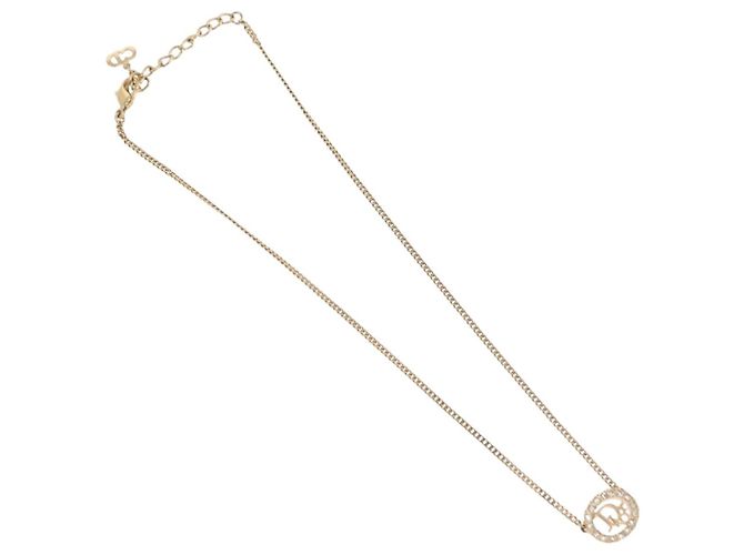 Collana Christian Dior Strass metallo Gold Tone Auth ka6626 - vista 2