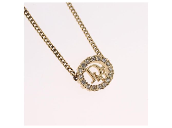 Collana Christian Dior Strass metallo Gold Tone Auth ka6626 - vista 3