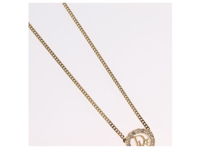 Collana Christian Dior Strass metallo Gold Tone Auth ka6626 - vista 4