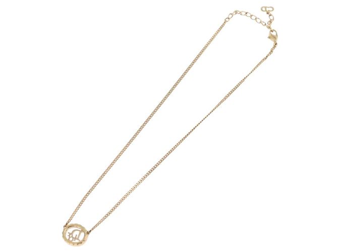 Collana Christian Dior Strass metallo Gold Tone Auth ka6626 - vista 7