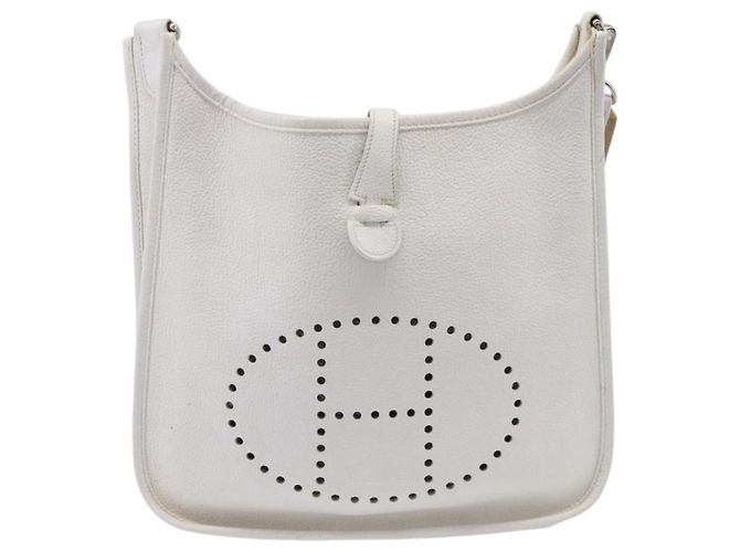 Hermès Borsa a tracolla HERMES Evelyn 1GM Togo White Silver Auth ka6646V Argento Bianco - vista 2