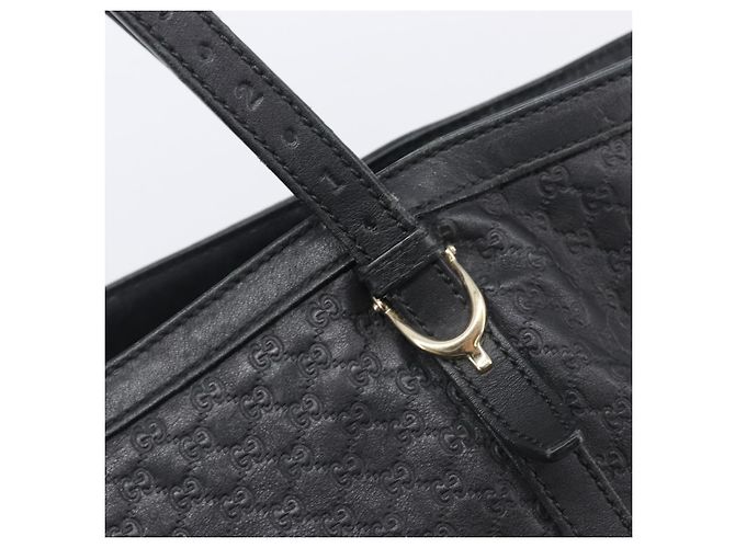 Borsa Tote GUCCI Micro GG Canvas Guccissima Pelle Nero Oro 449647 Auth ka6642 - vista 17