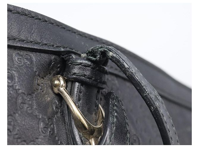 Borsa Tote GUCCI Micro GG Canvas Guccissima Pelle Nero Oro 449647 Auth ka6642 - vista 19