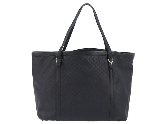 Borsa Tote GUCCI Micro GG Canvas Guccissima Pelle Nero Oro 449647 Auth ka6642 - vista 2