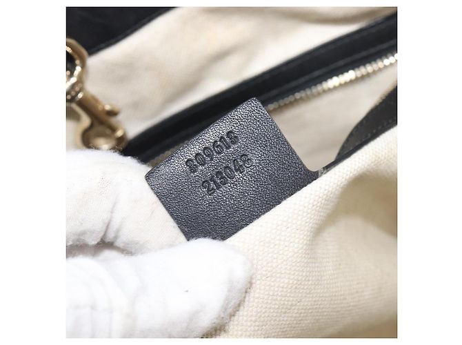 Borsa Tote GUCCI Micro GG Canvas Guccissima Pelle Nero Oro 449647 Auth ka6642 - vista 29