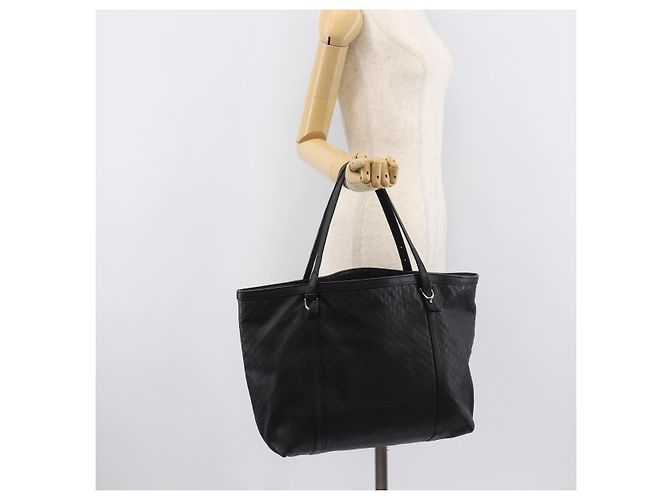 Borsa Tote GUCCI Micro GG Canvas Guccissima Pelle Nero Oro 449647 Auth ka6642 - vista 30
